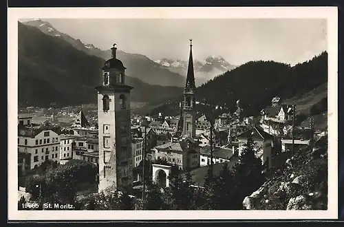 AK St. Moritz, Blick auf die Kirche