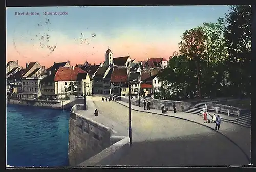 AK Rheinfelden, Blick über die Rheinbrücke