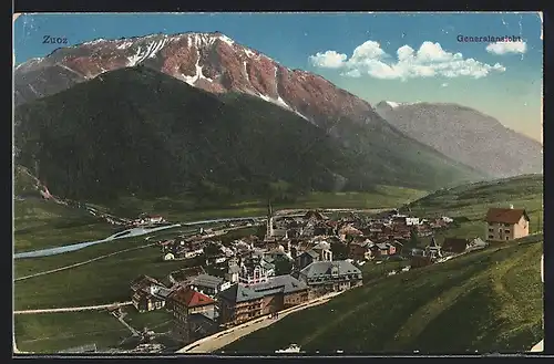 AK Zuoz, Generalansicht aus der Vogelschau