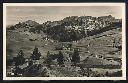 AK Oberiberg, Ortsansicht gegen die Berge