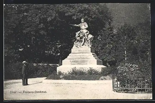 AK Chur, Am Fontana-Denkmal