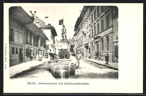 AK Bern, Amtshausgasse mit Brügglerbrunnen