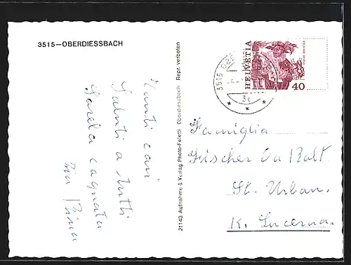 AK Oberdiessbach, Teilansicht mit Bergen
