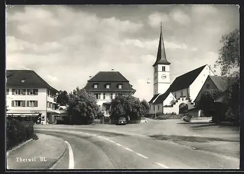 AK Therwil, Strassenpartie mit Kirche
