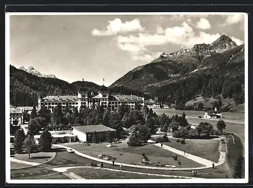 AK St. Moritz-Bad, Kurhaus mit links Piz La Margna, rechts Piz Polaschin