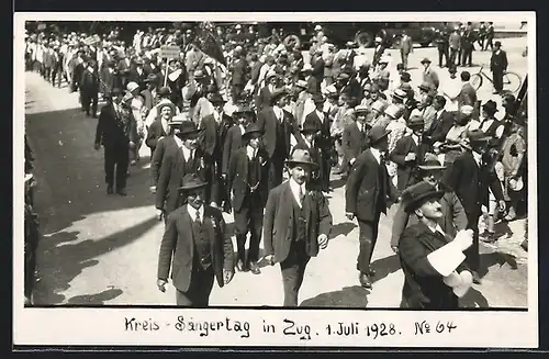 AK Zug, Kreis-Sängertag 1928, Strassenumzug