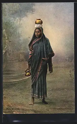 AK Indien, Milk Woman, indische Milchfrau