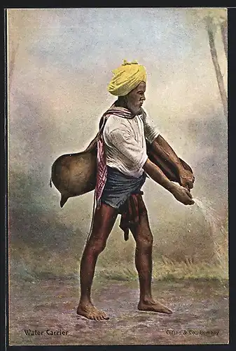 AK Indien, Water Carrier, Wasserträger