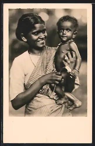 AK Tamulenfrau mit ihrem Kind, Indien