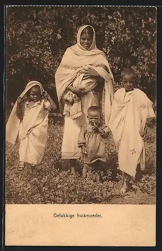 AK Inderin mit Baby und den drei grösseren Kindern