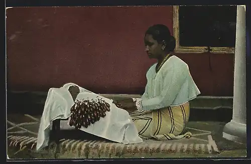 AK Ceylon, Sinhalese lace maker