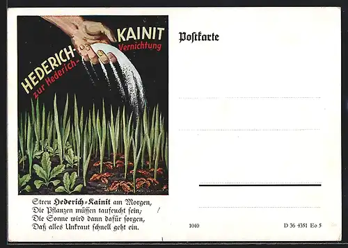 AK Reklame Hederich-Kainit zur Hederich-Vernichtung