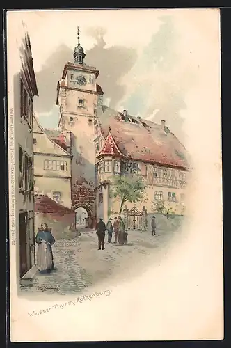 Künstler-AK Otto Hammel: Rothenburg ob der Tauber, Weisser Turm