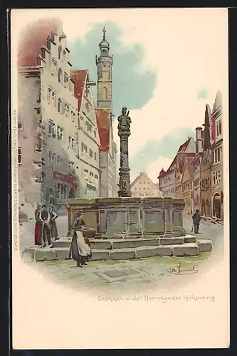 Künstler-AK Ernst Deutsch: Rothenburg, Brunnen in der Herrengasse