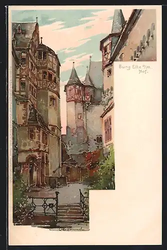 Künstler-AK Otto Hammel: Wierschem, Hof der Burg Eltz