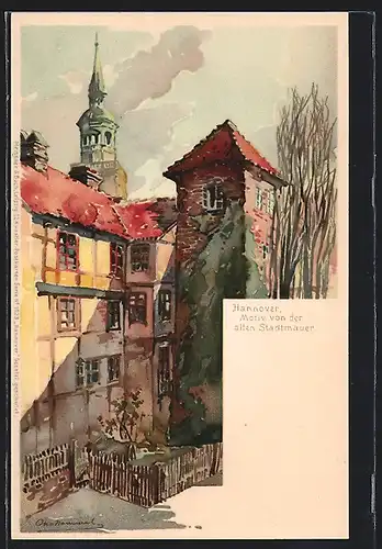 Künstler-AK Otto Hammel Hannover, Motiv von der alten Stadtmauer