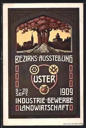 AK Uster, Bezirks-Ausstellung 1909 für Industrie Gewerbe und Landwirtschaft