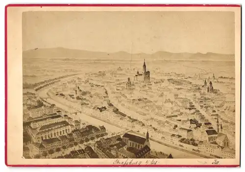 Fotografie unbekannter Fotograf, Ansicht Strassburg i. Els., Blick über die Stadt, nach einem Gemälde
