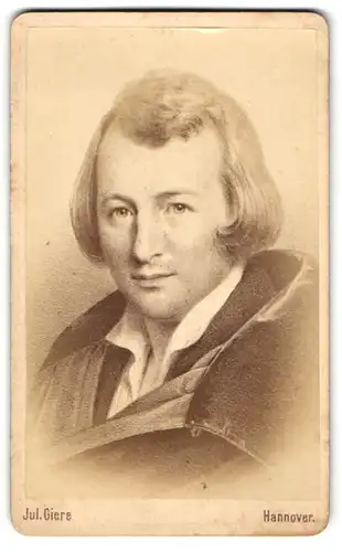 Fotografie Jul. Giere, Hannover, Portrait Heinrich Heine, nach einem Gemälde