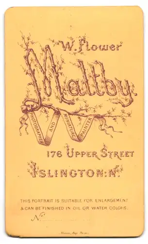 Fotografie W. F. Maltby, Islington, englische Dame im viktorianischen Kleid mit schuckem Hut