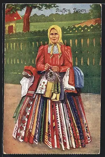 AK Russen Typen, junge Frau im Trachtenkleid