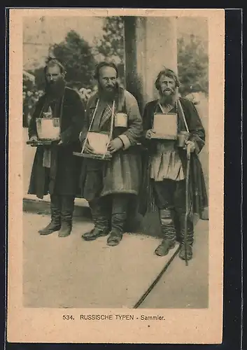 AK Sammler mit kleinen Bauchläden, russische Typen