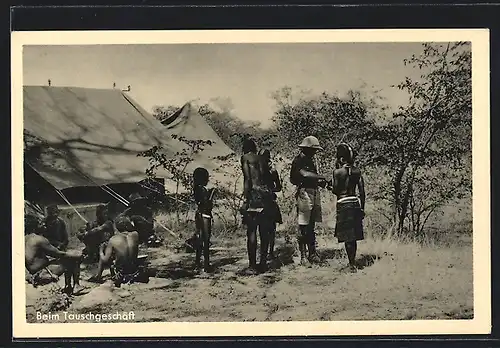 AK Deutsch-Südwest-Afrika, Beim Tauschgeschäft