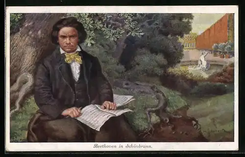 Künstler-AK H. Schubert: Schönbrunn, Beethoven beim Komponieren