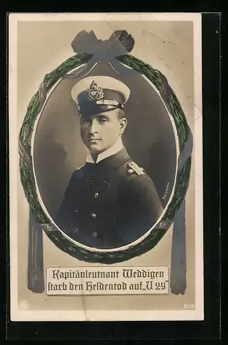 AK Portrait Kapitänleutnant Weddigen, Kommandeur des U-Boot U 29