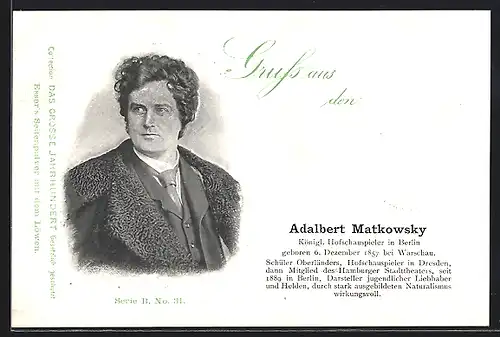 AK Schauspieler Adalbert Matkowsky im Mantel