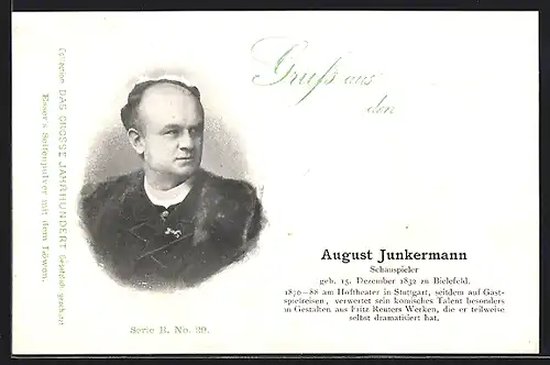 AK Schauspieler August Junkermann im Anzug