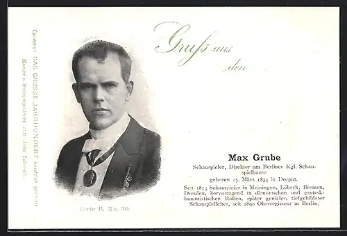 AK Max Grube, Schauspieler, Direktor am Berliner Kgl. Schauspielhause