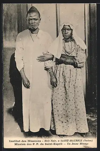 AK Mission des P. P. du Saint-Esprit, Un Jeune Menage, afrikanische Volkstypen