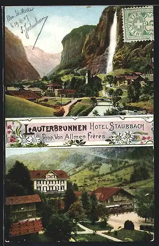 AK Lauterbrunnen, Hotel Staubbach, Prop. Allmen Freres