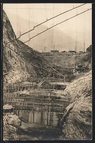 AK Innerthal, Kraftwerk Wäggithal, Staumauer im Bau