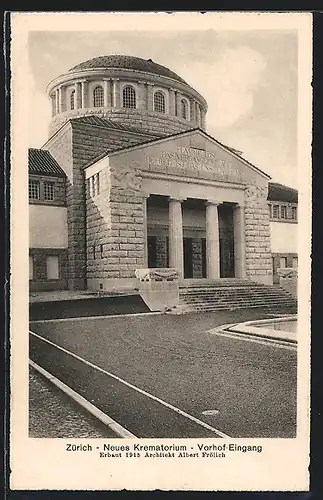 AK Zürich, Neues Krematorium, Vorhof-Eingang