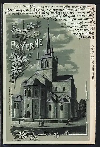 Mondschein-Lithographie Payerne, Darstellung der Kirche