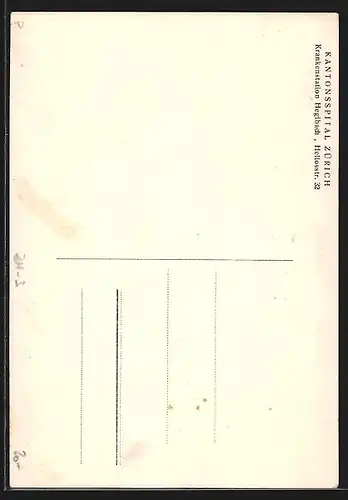 AK Zürich, Kantonsspital, Krankenstation Hegibach, Heliosstrasse 32