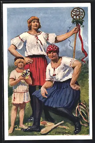 AK Prag, Junge Frauen beim Sokol-Sportfest 1926