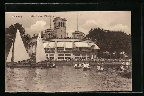 AK Hamburg, Uhlenhorster Fährhaus mit Booten