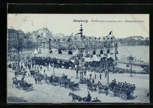 AK Hamburg-Neustadt, Alsterpanorama mit Alsterpavillon