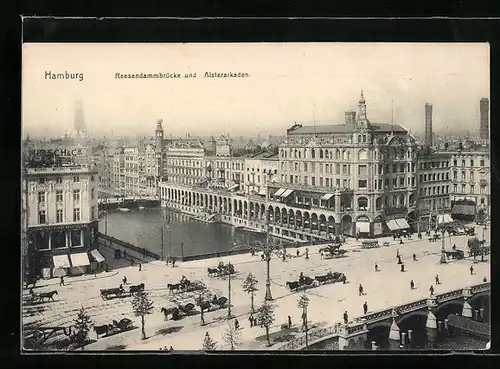 AK Hamburg, Reesendammbrücke und Alsterarkaden