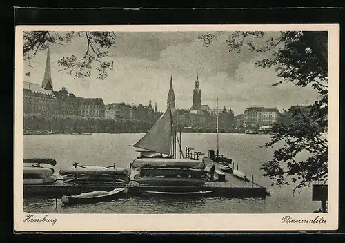 AK Hamburg, Flusspartie der Alster mit Steg