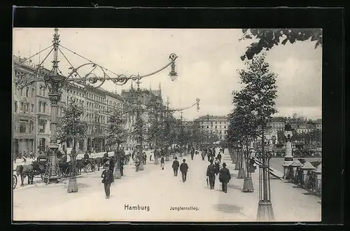 AK Hamburg-Neustadt, Strassenpartie am Jungfernstieg mit flanierenden Menschen