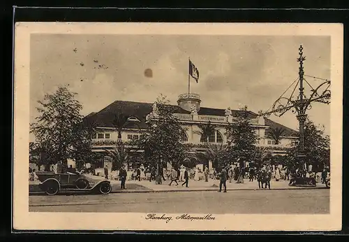 AK Hamburg-Neustadt, Strassenpartie mit Alsterpavillon im Hintergrund