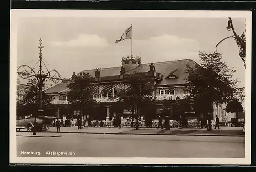 AK Hamburg-Neustadt, Alsterpavillon mit wehender Fahne