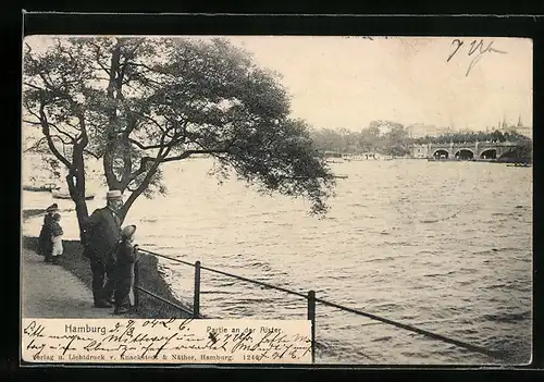 AK Hamburg-St.Georg, Flusspartie an der Alster