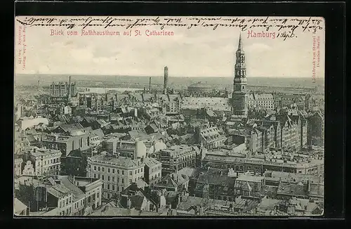 AK Hamburg, Blick vom Rathhausthurm auf St. Catharinen