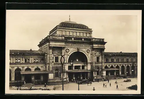 AK Mannheim, Frontansicht des Bahnhofs