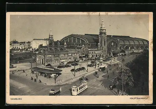 AK Hamburg-St.Georg, Hauptbahnhof mit Strassenbahn